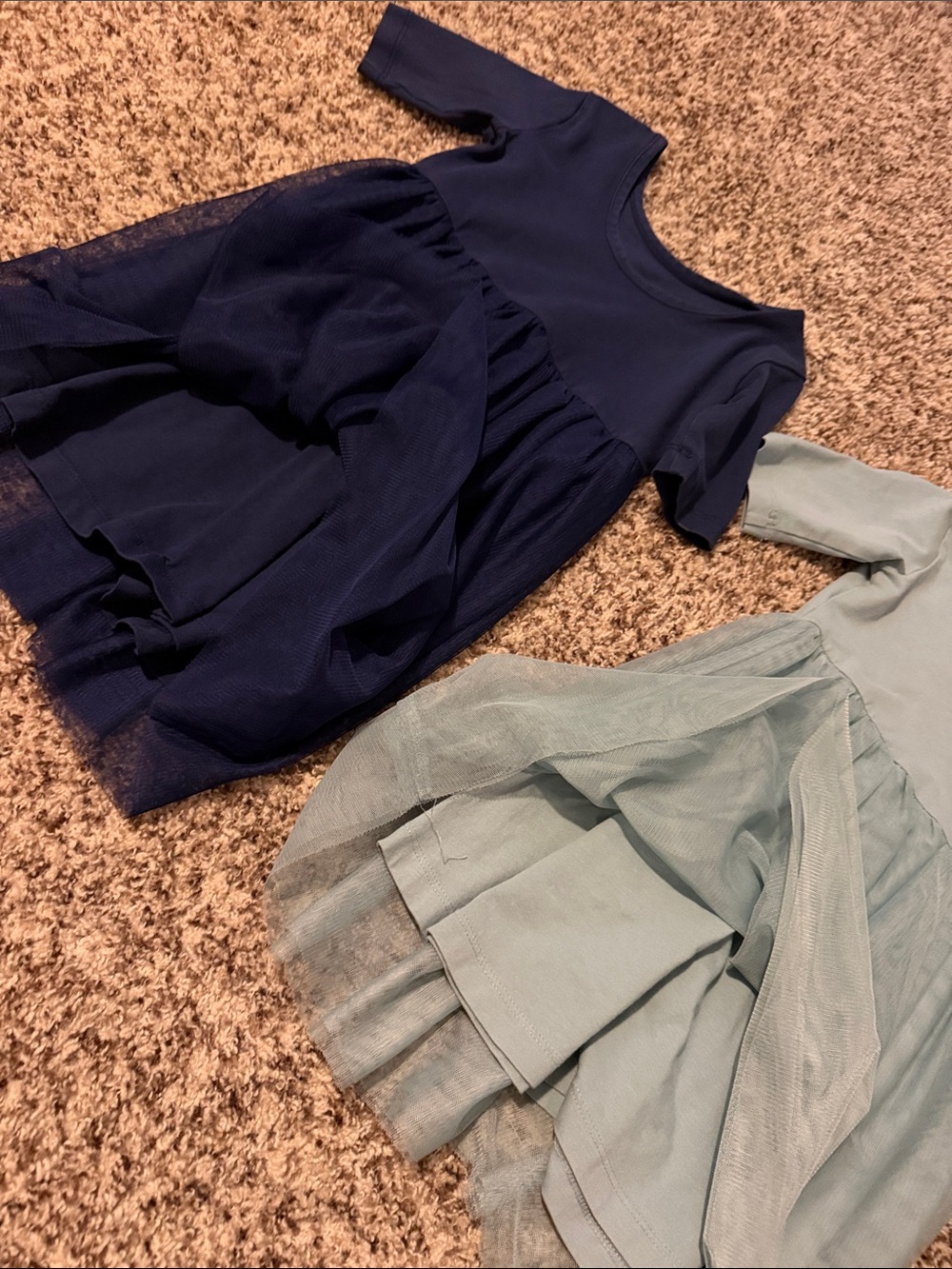 Hanna Andersson Navy and Light Green Tulle Skater Dresses - 4T - Picture 2 of 3